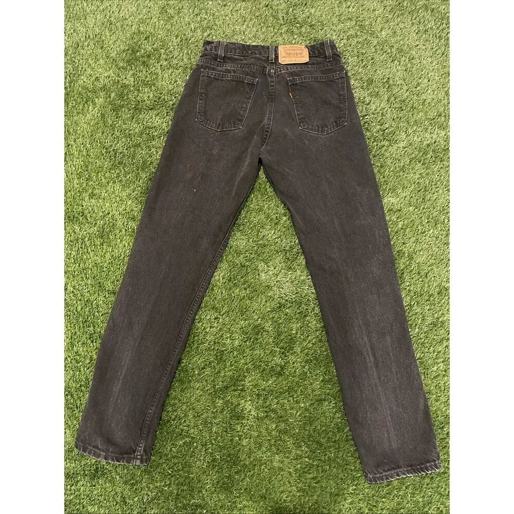 Vintage 90s Levis 505 Orange Tab Black Jeans Made In USA 32x32 Fits 31x31 Faded